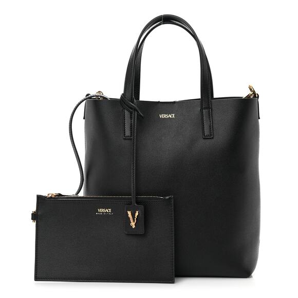 Authentic Versace Calfskin Virtus Tote Bag Black - Picture 2 of 9